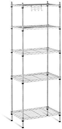 Royal Catering Metallregal, modulierbar, RCMR-1500P19 (35 x 55 x 150 cm, 5 Böden, max. 150 kg, Epoxidharz, Grau)
