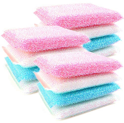 12x Non Scratch Pearl Scouring Sponge Pads Designed for Non Stick Pots & Pans Gentle & Friendly
