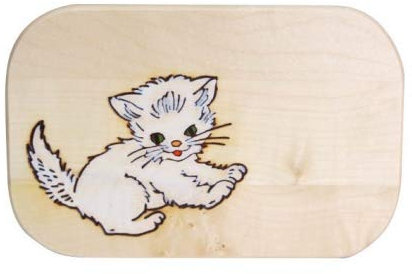 Frühstücksbrettchen Katze bunt Ahornholz – Holzbrett mit Katzenmotiv – Personalisierbar mit Namen & Gravur – für Kinder & Erwachsene