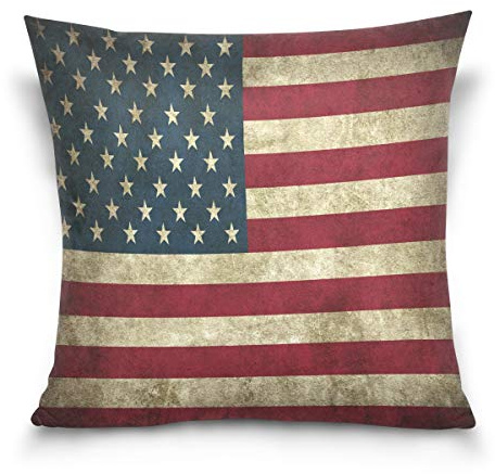 Linomo Kissenbezug 50x50 cm, Jahrgang USA Amerikanisch Flagge Dekorative Kissenbezug Kissenhülle für Couch Sofa Bett Hause