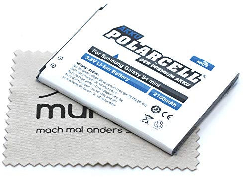 Ersatz Akku kompatibel mit Samsung Galaxy S4 mini Galaxy S4 mini LTE Galaxy ACE 4 (Ersetzt Originalakku EB-B500BE EB-BG357BBE) Polarcell mit mungoo Displayputztuch