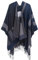 DiaryLook Damen Poncho Schal Winter Cardigan Übergroße Cape Elegant Poncho Für Frauen Umhang Damen Warm Geschenk Für Mutter Schwarz Dunkelgrau Gestreift