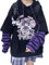 YINGKE Felpa con Cappuccio da Donna Giapponese Carino Kawaii Anime Ragazza Harajuku Stile Pullover Felpa(S,Viola)