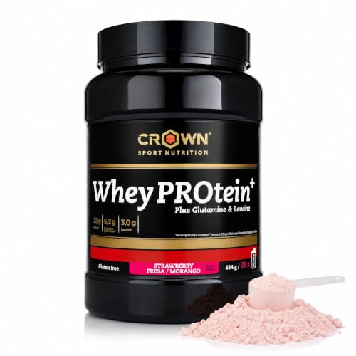 Crown Sport Nutrition Whey Protein+ | Molkenprotein (WPC) mit 25 g Protein + 3 g Leucin und Glutamin | Hohe Löslichkeit | Premium-Geschmack | Zertifiziert Anti-Doping Informed-Sport
