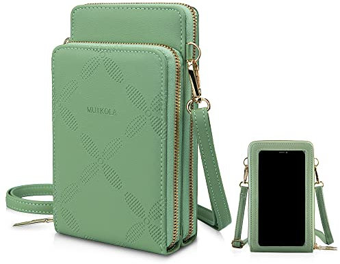 MUIIKOLA Kleine Handy Umhängetasche,Touchscreen Crossbody kleine Handytasche, Multifunktion Damen Umhängetaschen PU Leder Handytasche für iPhone 13/13Pro Max/12/XR, Samsung Galaxy S22/S21/FE