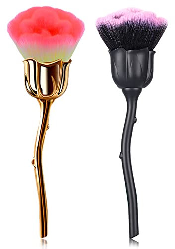 JERCLITY 2 Pieces Rose Makeup Brushes Blush Brush Super Large Face Powder Makeup Brushes kabuki brushes for Powder Cosmetic Nail Dust Brush Loose Powder Brush Makeup Manicure (Gold/Black)