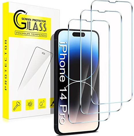 Ecenone Schutzfolie kompatibel iPhone 14 pro (6.1 Zoll) [3 Stück] [9H Härte,Blasenfrei, Kratzfest] Displayschutzfolie für iPhone 14 pro