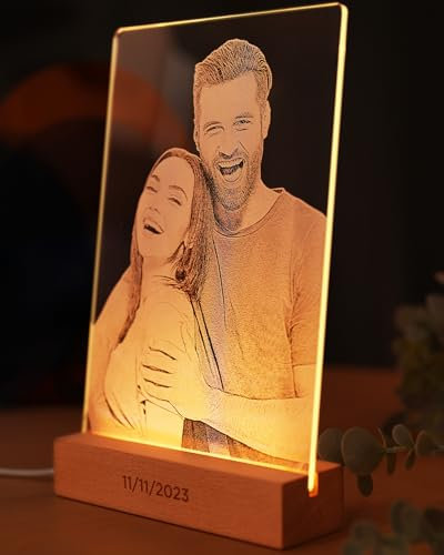Panorama Lámpara Personalizada con Foto 15x22 cm - Comunion Regalo Boda - Lámpara Led Personalizada - Lámparas de Mesita de Noche - Regalos Personalizados con tu Foto - Cuadro Personalizado Luminoso