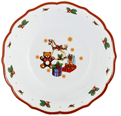 KASANOVA Insalatiera in porcellana natalizia 26 cm bordo rosso