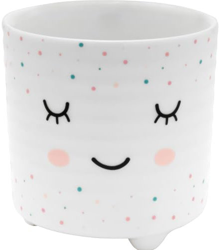 Gruss & CO Blumentopf Motiv Augen | New Bone China Porzellan, 10 cm, Mehrfarbig | Dekorieren, Gartendeko, Balkondeko | 48239