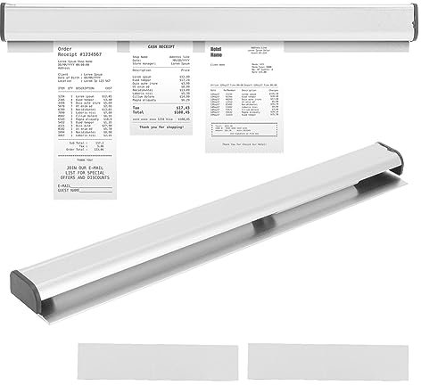 Tomotato Bonhalter Gastronomie, Selbstklebende Aluminium Bonleiste für Bestellungen, Tickets und Belege, Klemmleiste mit Klebeband zur Wandmontage in Küche, Hotel, Bar, Büro ohne Bohren(21cm)