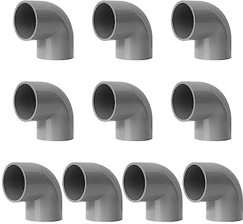 10 Pieces Coude PVC 90 Degrés, Raccord PVC 50 mm Dia Coude Tube, Gris PVC Adaptateur Connecteur, pour Conduit de Tuyau, L'irrigation Agricole