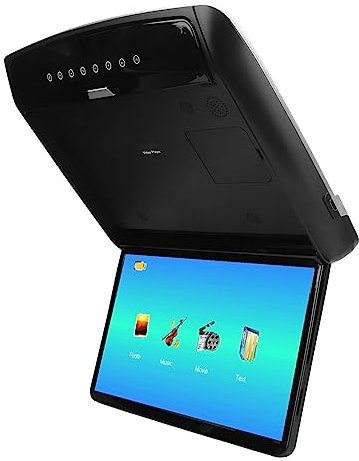 Car Overhead Monitor, 15.6 Inch Wide IPS Screen Car Roof Mount DVD Player Monitor, Flip Down Overhead Car Monitor Support HDMI, USB/SD, AV, Built in Speaker (Black)