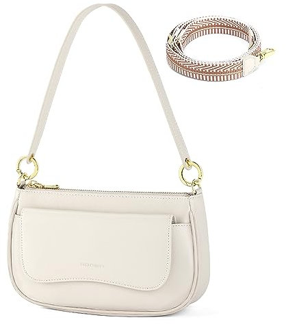 RONSIN Kleine Umhängetasche für Damen, Mini-Clutch, Handtasche, Reißverschluss, Hobo-Tasche Y2K, 01- Farbe: Beige, Small