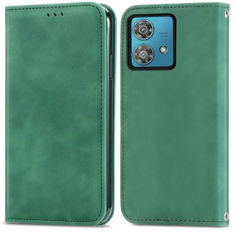 Motorola Moto Edge 40 Neo Case Leather Wallet Book Flip Folio Stand View Full Protection Cover with Stand Card Slots Magnetic Closure Case for Motorola Edge 40 Neo Phone Cases Shockproof, Green