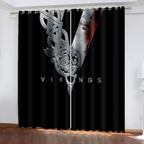 WIKINGER Vorhänge mit ösen 2er Set B 280 X H 175 cm 3D Gardinen Blickdicht Kälteschutz Schallschutz Verdunkelung Wärmeisolierende Vorhang für Wohnzimmer Schlafzimmer