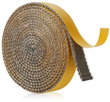 Guarnizione per Camino, 20mm x 3m x 3mm Autoadesiva Guarnizione per Vetro Camino Corda Camino Sostituzione Guarnizione per Forno Stufa a Legna per Caminetti Stufe a Legna (Grigio)