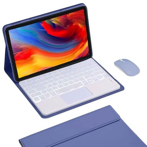 VLEAQC Étui avec Clavier rétroéclairé pour Lenovo Tab P11 Plus 2021 (TB-J616F/607F) et P11 2020 (TB-J606F/TB-J606X) 11, Clavier et Souris à pavé Tactile sans Fil, Coque de Protection Fine,Violet