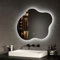 EMKE Specchio da bagno con luci a LED, 500 x 600 mm, forma irregolare, illuminato, senza cornice, specchio per il trucco retroilluminato, con funzione di oscuramento, 3 colori, funzione memoria,