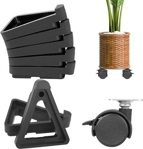 Xialvyu 28 Pcs Plant Pot Feet for Outdoor/Indoor Garden Pots - Hexagon Design with Brake Wheels, Invisible & Composable Flower Pot Feet (Durable, Weatherproof)