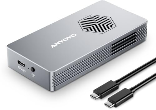 NVMe Enclosure, ANYOYO 40Gbps SSD Enclosure with Cooling Fan, Aluminum M.2 Enclosure for Thunderbolt 3/4, USB4/3.2/3.1/3.0 Device, Support Size 2280 M&B+M-Key PCIe, Up to 2800MB/s