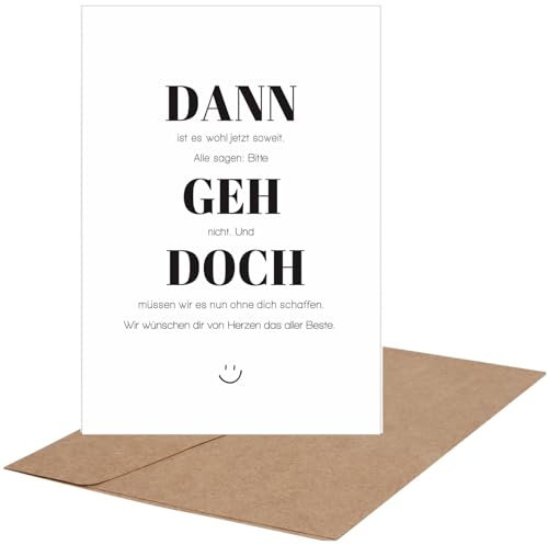 CL&MH Lustige Abschiedskarte für Kollegen, Abschiedsgeschenk Kollegen, Geschenk zum Jobwechsel, Ruhestandskarte, Rentenkarte nach Wahl inklusive Umschlag