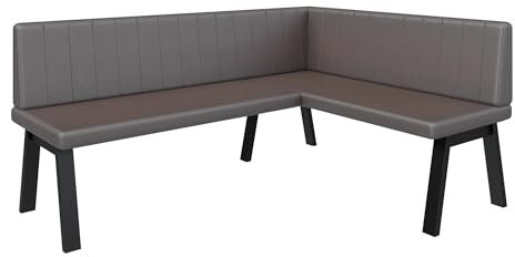 FURNISTAR Eckbank Akiko Metal A - Eckbankgruppe für Ihrem Esszimmer, Küche modern, Sitzecke, Essecke. Perfekt für Küche, Büro und Rezeption. Solide und Starke Verarbeitung. (168x128-Rechts-Soft30)