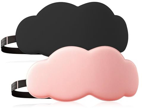 3D Schlafmaske, 2 Stücke Augenmaske Seide für Seitenschläfer, Verdunkelung Schlafbrille mit Verstellbarem Stirnband Lichtblockierende Augenklappe für Reisen Nickerchen
