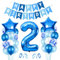 Luftballon 2. Geburtstag Blau - Happy Birthday Folienballon, Riesen Folienballon Zahl 2, Ballon Deko, Geburtstagsdeko Jungen 2 Jahr