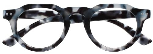 OPULIZE RIO Occhiali Anti Luce Blu - Montatura con Bordo Superiore Piatto - Blu Maculato - Uomo e Donna - Cerniere a Molla - B53-3