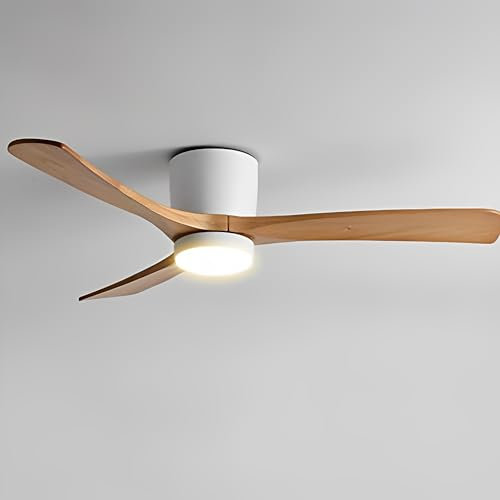 IBalody 48in Quiet Ceiling Fan with Light Indoor Remote Ceiling Fan Light 6 Gear Wind Speed Fan Lights White LED Ceiling Lights Fan Lighting Wooden Blades for Living Room Dining Room Bedroom