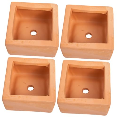 ANDRESLAD 4pièces Pots De Fleurs Terre Cuite De Pots Décoratifs pour Plantes Succulentes pour Intérieur Et Extérieur Drainage Optimal Et Matériau Respirant