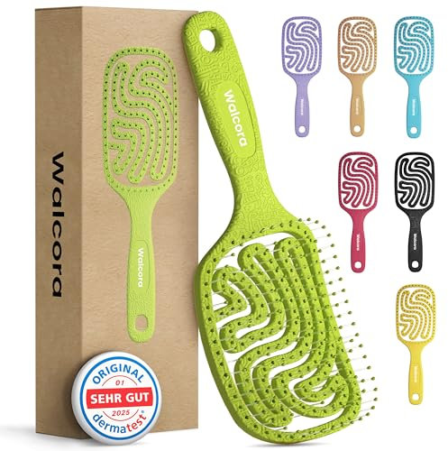 Walcora Haarbürste ohne Ziepen – NEUHEIT 2025 – Entwirrbürste & Detangler Bürste für Damen, Herren & Kinder, für Locken, nasse, feine & lange Haare, Hair Brush - Grün (Limette)