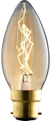 6 Pack - Rustic 40W Vintage Light Bulbs Dimmable Decorative Bayonet B22 Ịṇcạṇḍẹṣcẹṇṭ Candle Lamp Warm White 2200k 180 Lumens 1000 Hrs