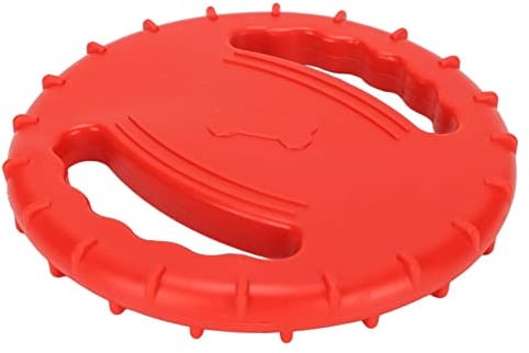 Akozon Hunde-Flugscheibe, Flexibel, TPR, Quietschend, Stressabbau, 2 Seiten, Hohles Design, Haustier-Trainings-Flugscheibe für Große Hunde, Rote Hunde-Flugscheibe (Rot)