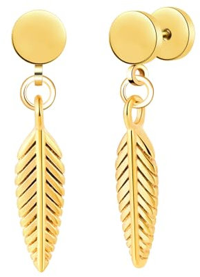 Yumilok Ohrstecker für Damen Herren Ohrringe Edelstahl Feder Ohrhänger Kreis Ohrringe Ohrstecker Fake Plugs Ohr Cheater Tunnel Gauges Ohr-Piercing Edelstahl Ohrknorpel Piercing