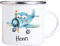 4youDesign Emaille Tasse Kinder personalisiert – Flieger – Flugzeug Namenstasse – Geschenk für Jungen & Mädchen – Bruchsicher & Leicht – Geschenkidee zur Einschulung & Geburtstag - 300ml