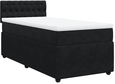 vidaXL Boxspringbett mit Matratze Schwarz 80x200 cm Samt