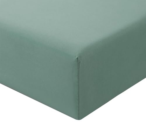 RUIKASI Spannbettlaken 140x200cm Salbeigrün Bettlaken - Oeko Tex Spannbetttuch 140x200 Bettbezug, Mikrofaser Betttuch Bett Laken Bezug 140 x 200 30 cm Tiefe Tasche, Bed Fitted Sheet Bedsheet