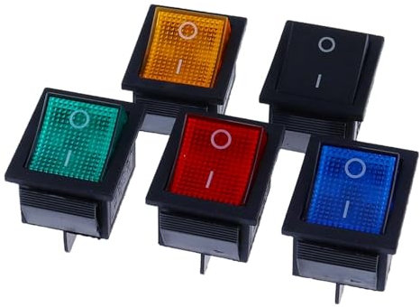 FANNIXI KCD4 Interruptor basculante de Enganche Interruptor de Encendido ON-Off 2 Posiciones E/S 4 Pines Equipo eléctrico con luz 16A 250VAC 20A 125VAC(Yellow)