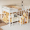 Kayan Hochbett 140 x 200 cm, Metallbett mit Stauraum, Ablageflächen und Treppe, Funktionsbett Kinderhochbett Jugendhochbett mit Rausfallschutz, Weiß, ohne Matratze (Weiß)