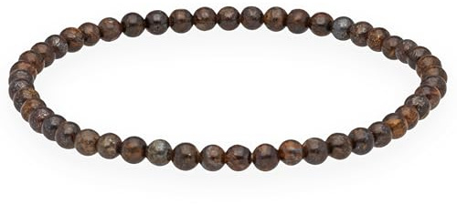 Bronzit Mini Kugelarmband 4-5mm Edelstein Heilstein Armband Damen Herren | Inkl. Edelsteinkarte | Dehnbares Perlenarmband | Handgefertigt