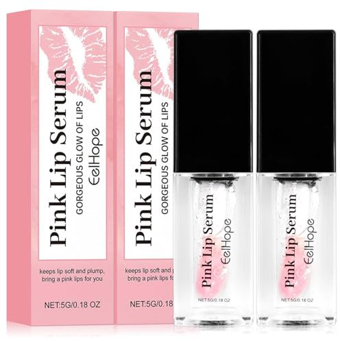 2 Pcs Pink Lip Serum Plumper,Magischer Farbwechsel Lipgloss,Hydrating Pink Lip Plumper,Pink Lip Serum Plump Gorgeous Glow of Lips,Color Changing Lip Oil,Lang Anhaltender Feuchtigkeit,Repair
