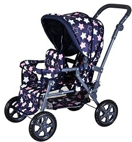 Knorrtoys 16643 Big Twin Poussette pour poupée jumelle Bleu étoilé Rose