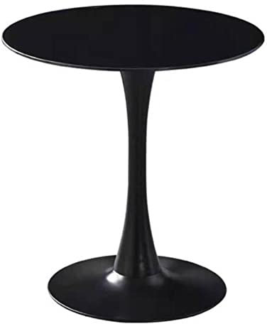 Balkon-Tisch, rechteckig, weiße Tulpe, kleiner runder Tisch, Mitte des Jahrhunderts, minimalistisch, gebackener Lack, Esstisch, Freizeittisch (Größe: 60 cm, Farbe: Schwarz)