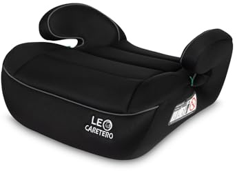 CARETERO - i-Size Autositz für Kinder 125-150 cm - Auto Sitzerhöhung für Kinder für Fahrzeuge mit 3-Punkt-Gurten - Ergonomische Armlehnen - Weiche, Abnehmbare Polsterung - Schwarz