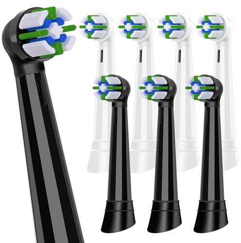 Aufsteckbürste, kompatibel mit Oral B iO, kompatibel mit elektrischen Zahnbürsten Oral-B io Serie 2 3 4 5 6 7 8 9 10, mittlere Härte (4 Weiß + 4 Schwarz)