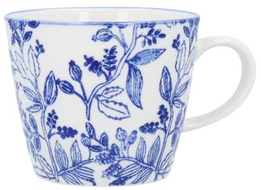 Gisela Graham Stoneware Mug, Navy Blue and White Rosehip Pattern, Floral Design