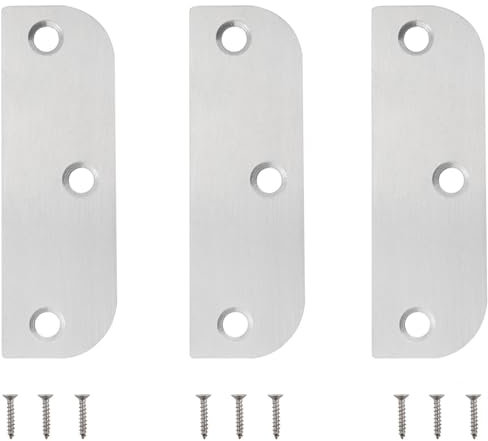 CHENJIN 3PCS Stainless Steel Door Hinge Filler Plate 3.5 inch Silver with 9 Screws Hole Cover Blank Hinge Spacer