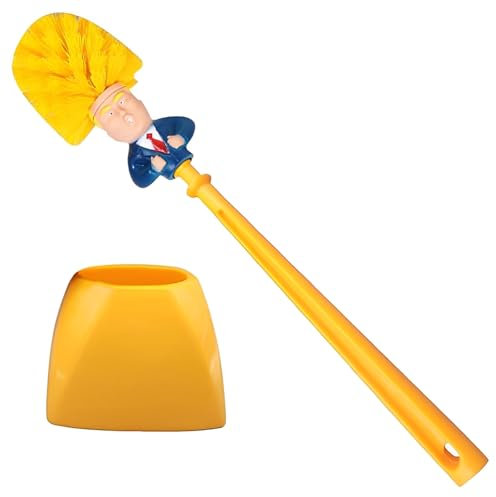 Brosse de toilette, kit de nettoyage de toilettes amusant, design de brosse de toilette, accessoire de salle de bain pratique, avec long manche et support de rangement, convient pour le nettoyage